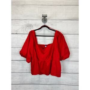 Old Navy Plus Size Red Puff Sleeve Babydoll Blouse Size 3X